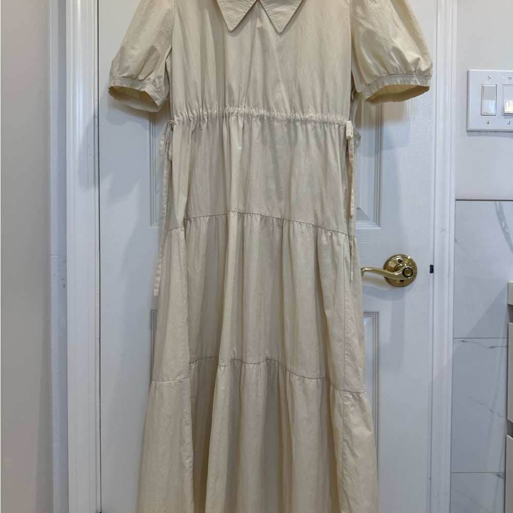 Cream Puff Sleeve Maxi Dress